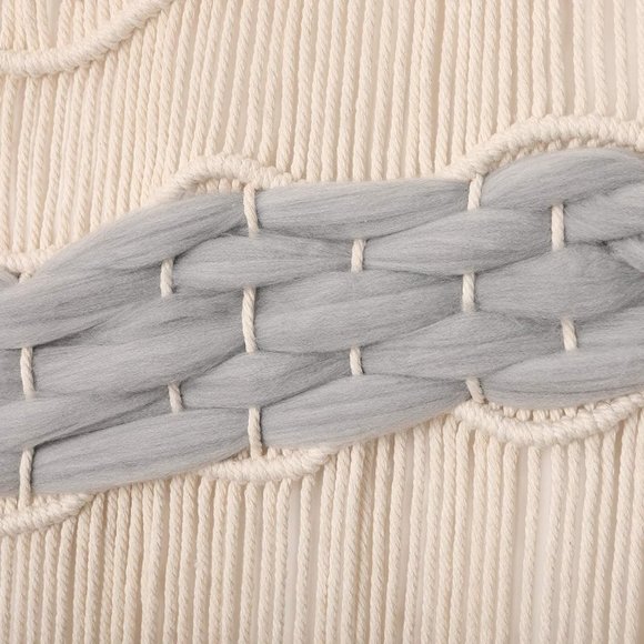 Coastline Ocean Macrame Woven Handmade Craft Mid Century Modern Hang Wall Decor - Picture 3 of 6